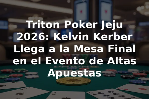 Triton Poker Jeju 2026: Kelvin Kerber Llega a la Mesa Final en el Evento de Altas Apuestas