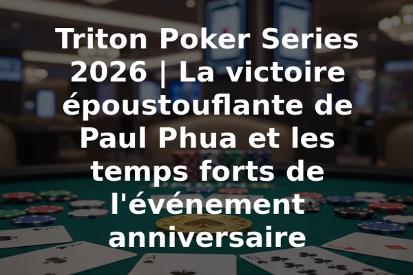 Triton Poker Series 2026 | La victoire époustouflante de Paul Phua et les temps forts de l'événement anniversaire