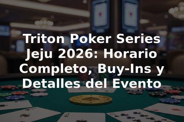 Triton Poker Series Jeju 2026: Horario Completo, Buy-Ins y Detalles del Evento