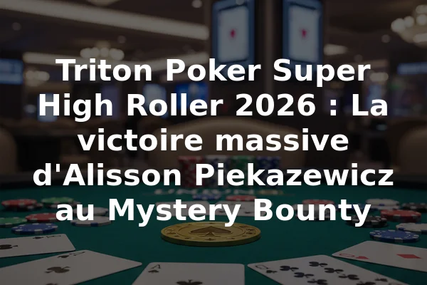 Triton Poker Super High Roller 2026 : La victoire massive d'Alisson Piekazewicz au Mystery Bounty