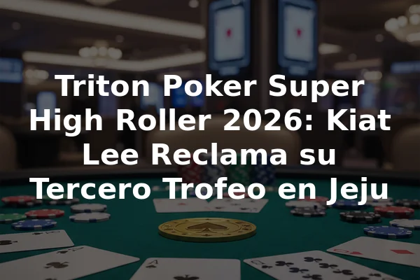 Triton Poker Super High Roller 2026: Kiat Lee Reclama su Tercero Trofeo en Jeju