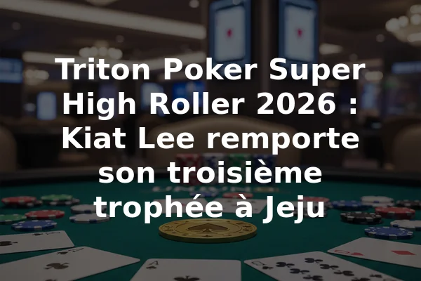 Triton Poker Super High Roller 2026 : Kiat Lee remporte son troisième trophée à Jeju