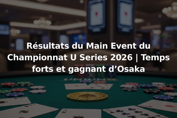 Résultats du Main Event du Championnat U Series 2026 | Temps forts et gagnant d’Osaka