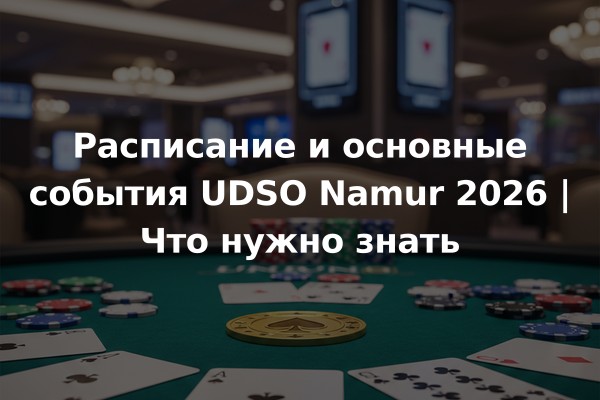 Расписание и основные события UDSO Namur 2026 | Что нужно знать