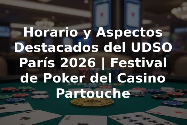 Horario y Aspectos Destacados del UDSO París 2026 | Festival de Poker del Casino Partouche