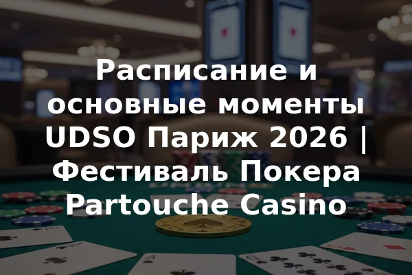 Расписание и основные моменты UDSO Париж 2026 | Фестиваль Покера Partouche Casino