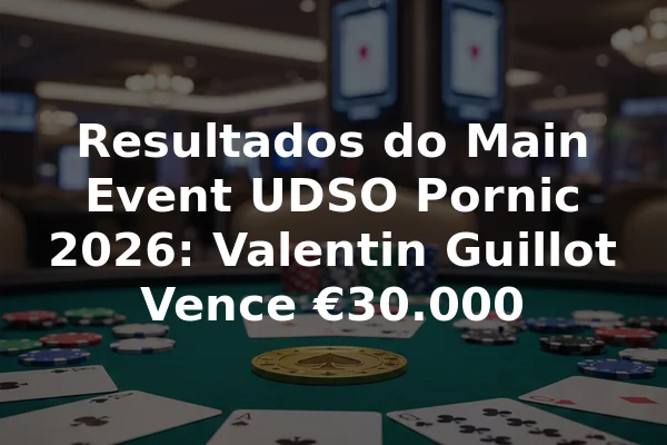 Resultados do Main Event UDSO Pornic 2026: Valentin Guillot Vence €30.000