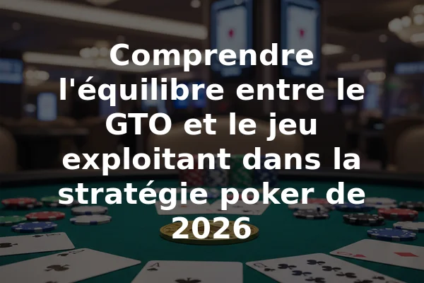 Comprendre l'équilibre entre le GTO et le jeu exploitant dans la stratégie poker de 2026