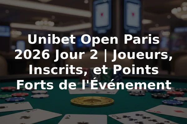 Unibet Open Paris 2026 Jour 2 | Joueurs, Inscrits, et Points Forts de l'Événement