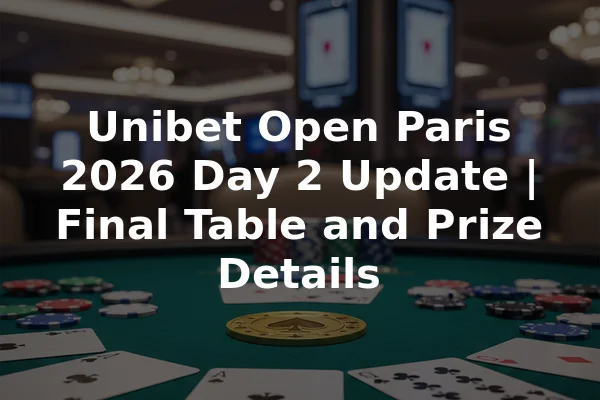 Unibet Open Paris 2026 Day 2 Update | Final Table and Prize Details