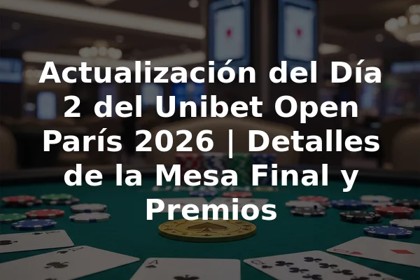 Actualización del Día 2 del Unibet Open París 2026 | Detalles de la Mesa Final y Premios