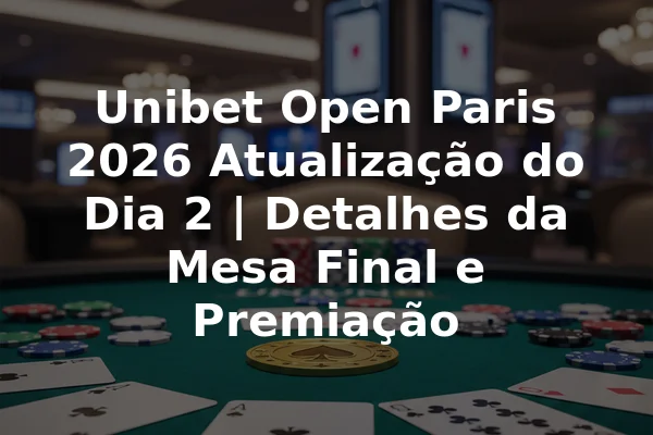Unibet Open Paris 2026 Atualização do Dia 2 | Detalhes da Mesa Final e Premiação