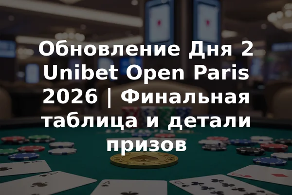 Обновление Дня 2 Unibet Open Paris 2026 | Финальная таблица и детали призов