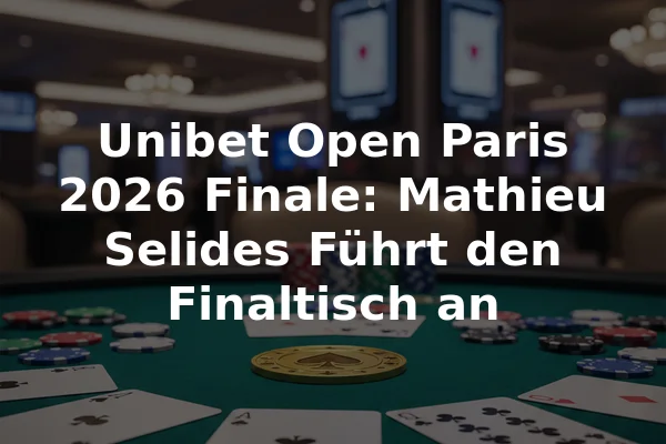 Unibet Open Paris 2026 Finale: Mathieu Selides Führt den Finaltisch an