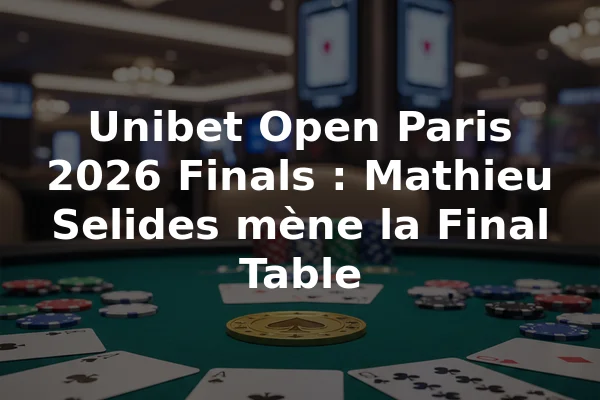 Unibet Open Paris 2026 Finals : Mathieu Selides mène la Final Table