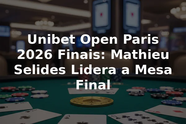 Unibet Open Paris 2026 Finais: Mathieu Selides Lidera a Mesa Final