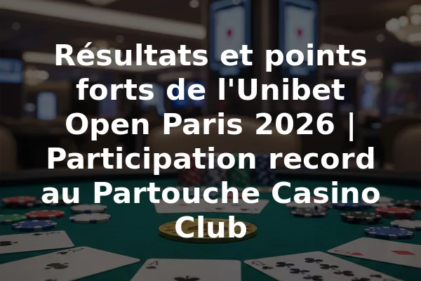 Résultats et points forts de l'Unibet Open Paris 2026 | Participation record au Partouche Casino Club