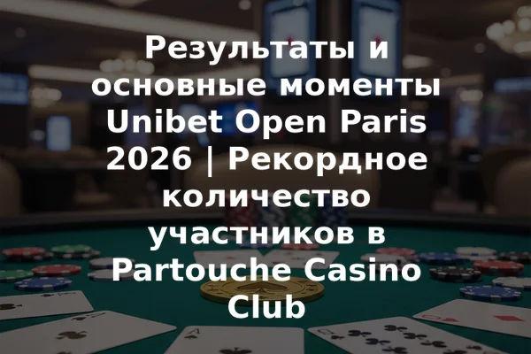Результаты и основные моменты Unibet Open Paris 2026 | Рекордное количество участников в Partouche Casino Club