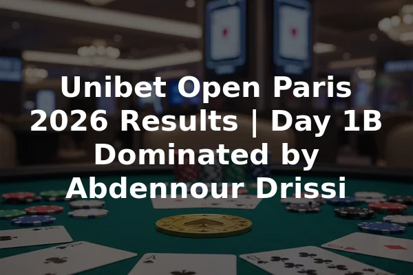 Unibet Open Paris 2026 Results | Day 1B Dominated by Abdennour Drissi