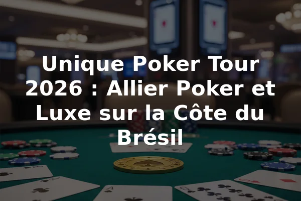 Unique Poker Tour 2026 : Allier Poker et Luxe sur la Côte du Brésil