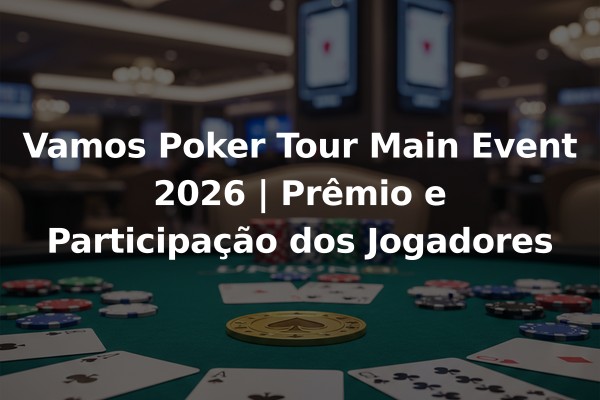 Vamos Poker Tour Main Event 2026 | Prêmio e Participação dos Jogadores