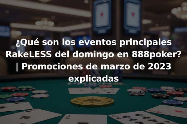 ¿Qué son los eventos principales RakeLESS del domingo en 888poker? | Promociones de marzo de 2023 explicadas