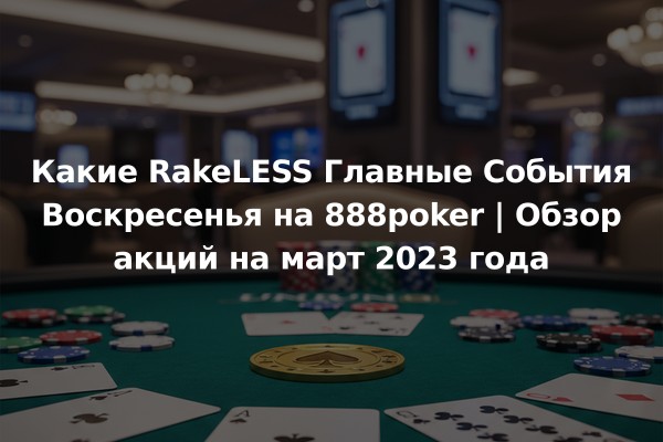 Какие RakeLESS Главные События Воскресенья на 888poker | Обзор акций на март 2023 года