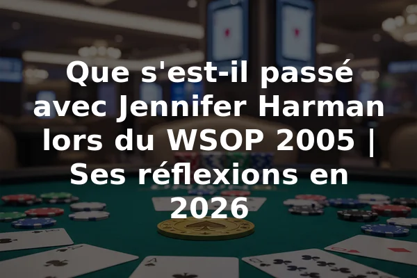 Que s'est-il passé avec Jennifer Harman lors du WSOP 2005 | Ses réflexions en 2026