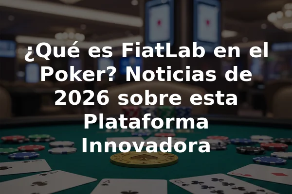 ¿Qué es FiatLab en el Poker? Noticias de 2026 sobre esta Plataforma Innovadora