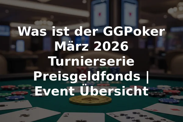 Was ist der GGPoker März 2026 Turnierserie Preisgeldfonds | Event Übersicht