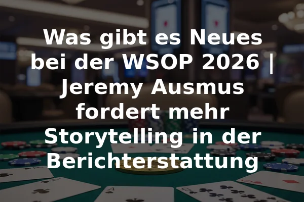 Was gibt es Neues bei der WSOP 2026 | Jeremy Ausmus fordert mehr Storytelling in der Berichterstattung