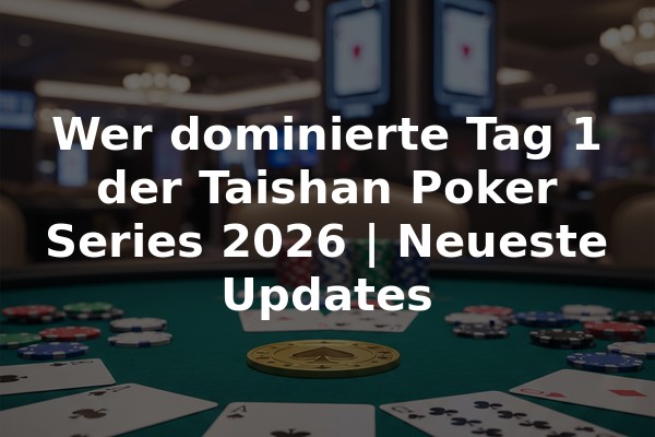 Wer dominierte Tag 1 der Taishan Poker Series 2026 | Neueste Updates