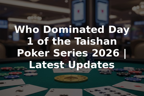 Who Dominated Day 1 of the Taishan Poker Series 2026 | Latest Updates