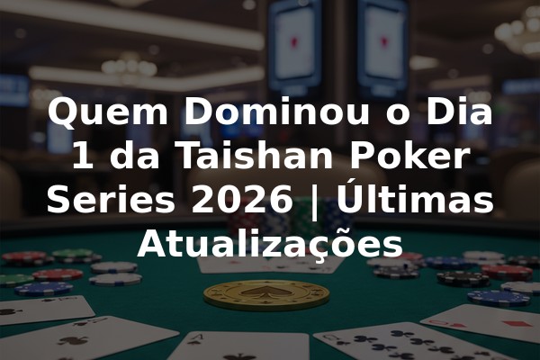 Quem Dominou o Dia 1 da Taishan Poker Series 2026 | Últimas Atualizações