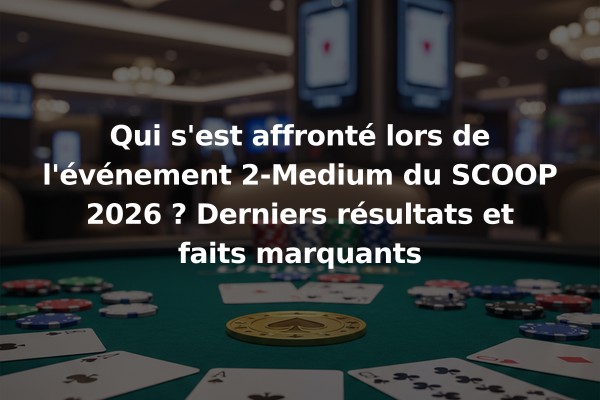 Qui s'est affronté lors de l'événement 2-Medium du SCOOP 2026 ? Derniers résultats et faits marquants