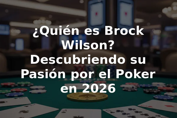 ¿Quién es Brock Wilson? Descubriendo su Pasión por el Poker en 2026