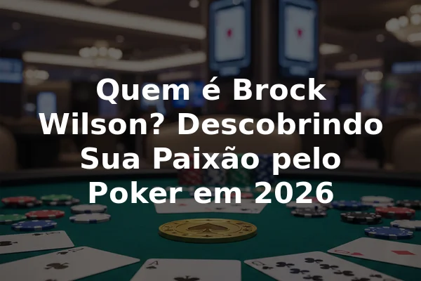 Quem é Brock Wilson? Descobrindo Sua Paixão pelo Poker em 2026