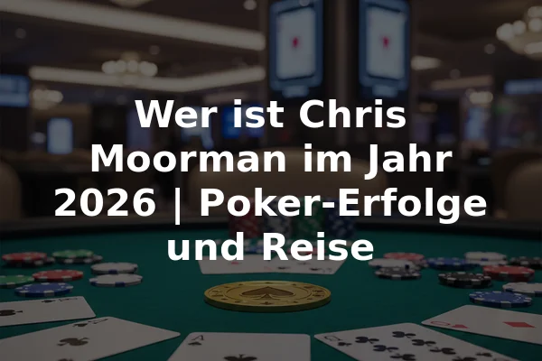 Wer ist Chris Moorman im Jahr 2026 | Poker-Erfolge und Reise