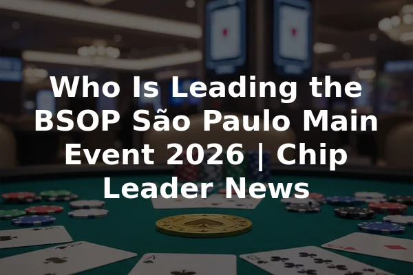 Who Is Leading the BSOP São Paulo Main Event 2026 | Chip Leader News