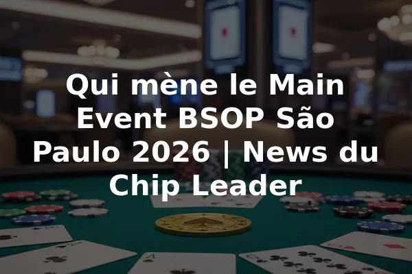 Qui mène le Main Event BSOP São Paulo 2026 | News du Chip Leader