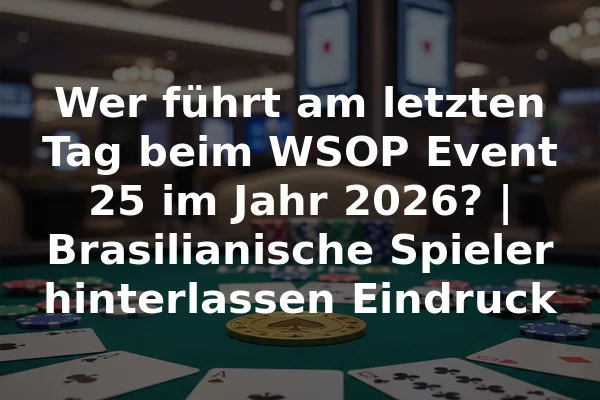 Wer führt am letzten Tag beim WSOP Event 25 im Jahr 2026? | Brasilianische Spieler hinterlassen Eindruck