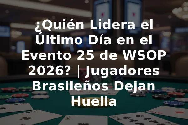¿Quién Lidera el Último Día en el Evento 25 de WSOP 2026? | Jugadores Brasileños Dejan Huella