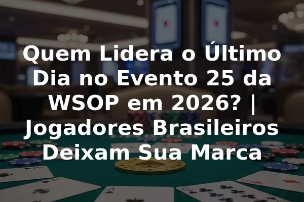 Quem Lidera o Último Dia no Evento 25 da WSOP em 2026? | Jogadores Brasileiros Deixam Sua Marca