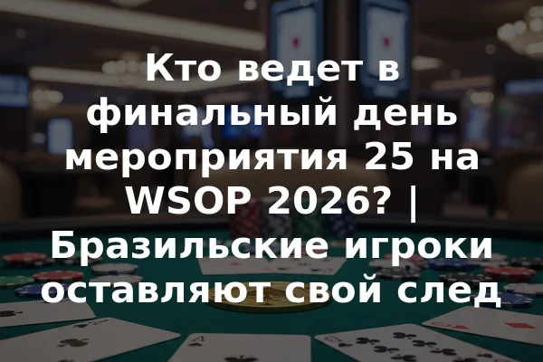 Кто ведет в финальный день мероприятия 25 на WSOP 2026? | Бразильские игроки оставляют свой след