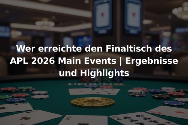 Wer erreichte den Finaltisch des APL 2026 Main Events | Ergebnisse und Highlights