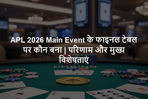 APL 2026 Main Event के फाइनल टेबल पर कौन बना | परिणाम और मुख्य विशेषताएं
