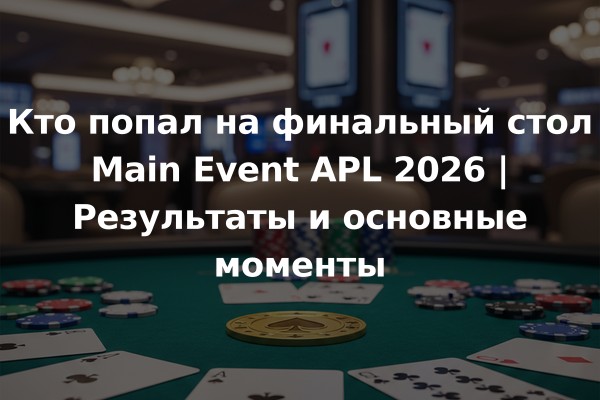 Кто попал на финальный стол Main Event APL 2026 | Результаты и основные моменты