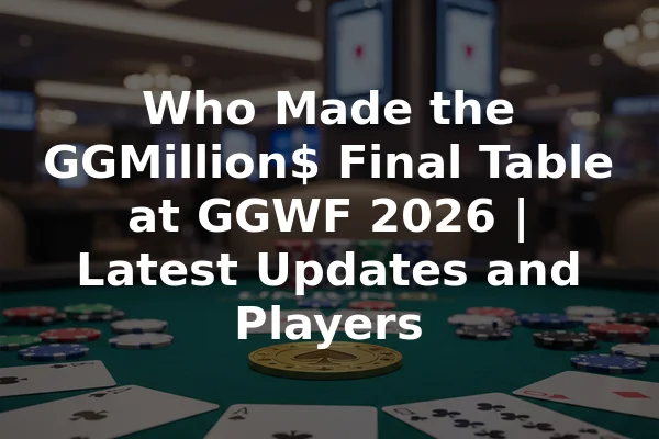 Who Made the GGMillion$ Final Table at GGWF 2026 | Latest Updates and Players