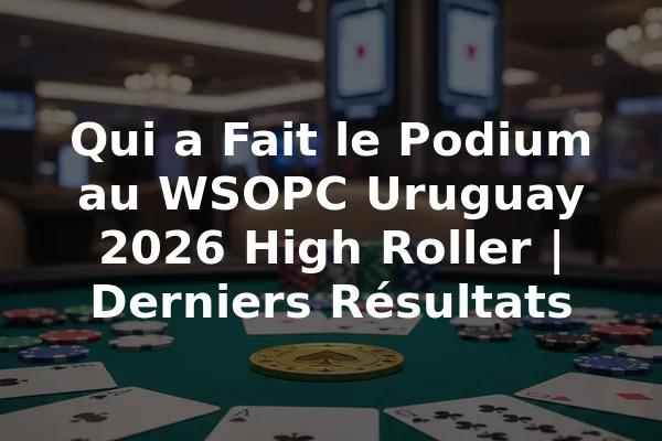 Qui a Fait le Podium au WSOPC Uruguay 2026 High Roller | Derniers Résultats
