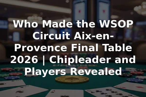 Who Made the WSOP Circuit Aix-en-Provence Final Table 2026 | Chipleader and Players Revealed